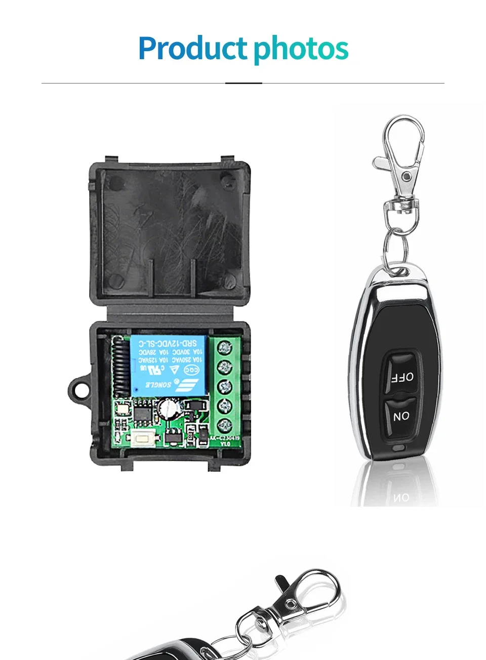 RF 433Mhz Universelle Tor-Fernbedienung mit 10A Relais-Empfänger Mini-Modul Fernbedienung DC 12V für Tor, LED, Garagentor – Detail 9