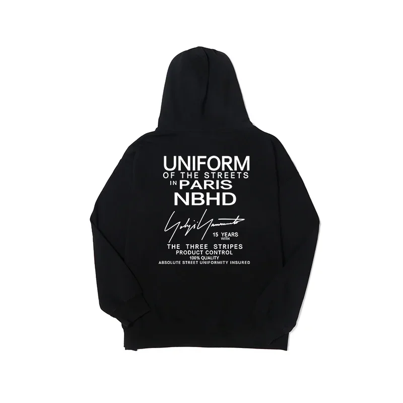 

Мужские повседневные хлопковые Толстовки Yohji Yamamoto, японский осенний индивидуальный кобрендовый Свободный пуловер с буквенным принтом на спине, Женский свитшот