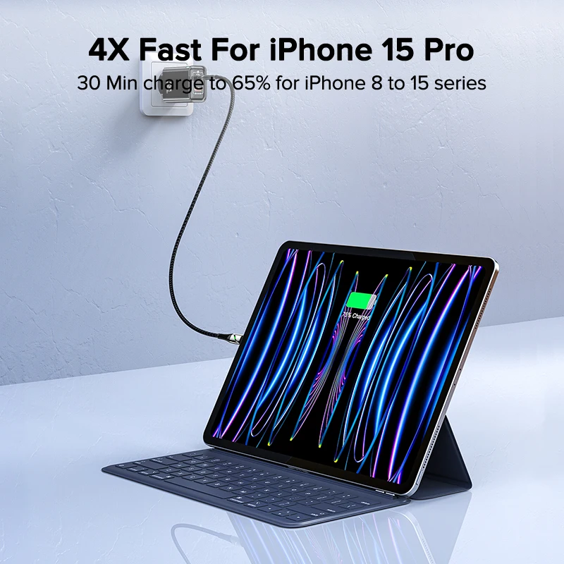 Cargador de pared QOOVI GaN 45W USB-C PD de carga rápida QC3.0 para iPhone Samsung Laptop - Image 3