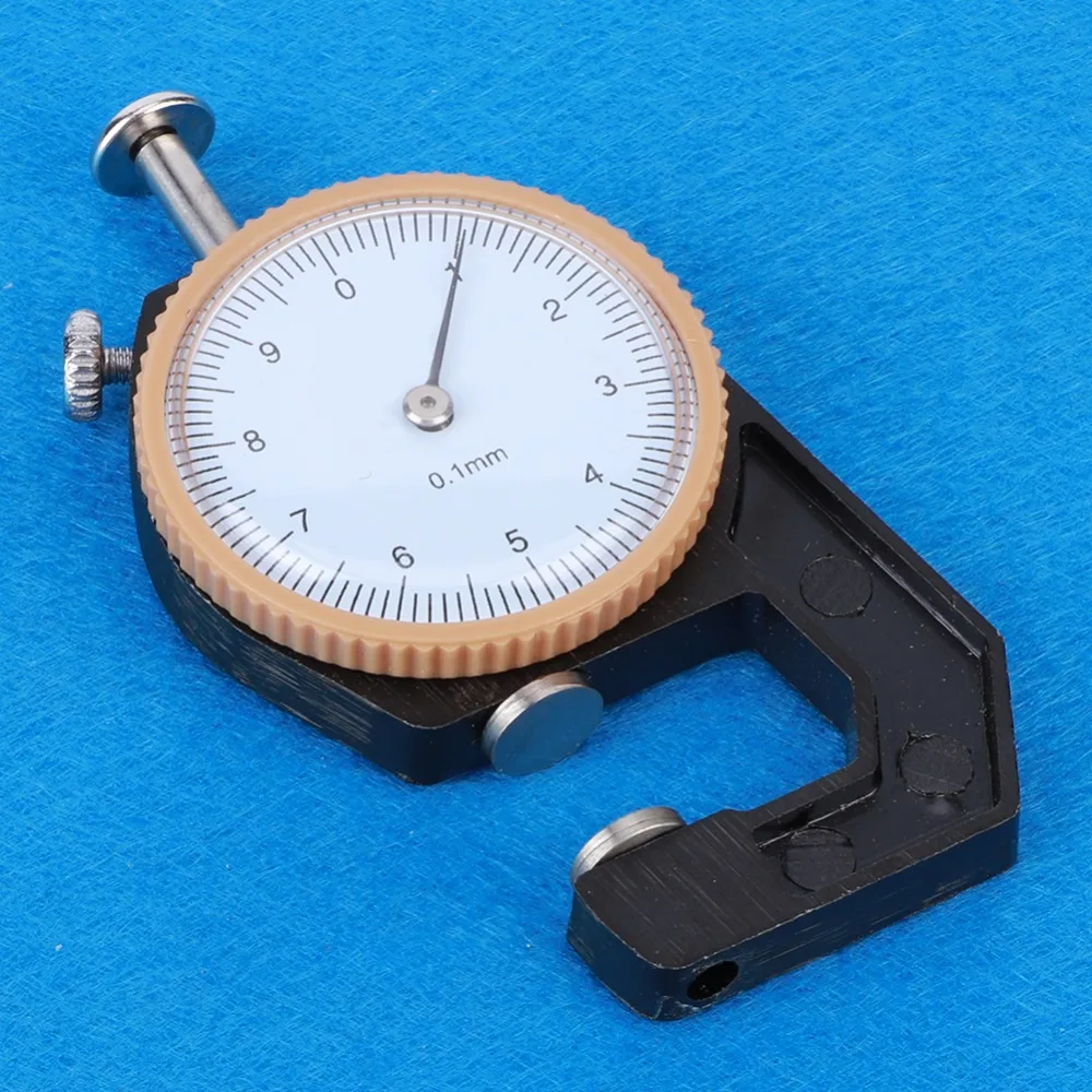 0-10mm 범위 다이얼 두께 게이지 0.1mm 정확도 플랫 헤드 디자인 가죽 두께 게이지 휴대용 및 소형