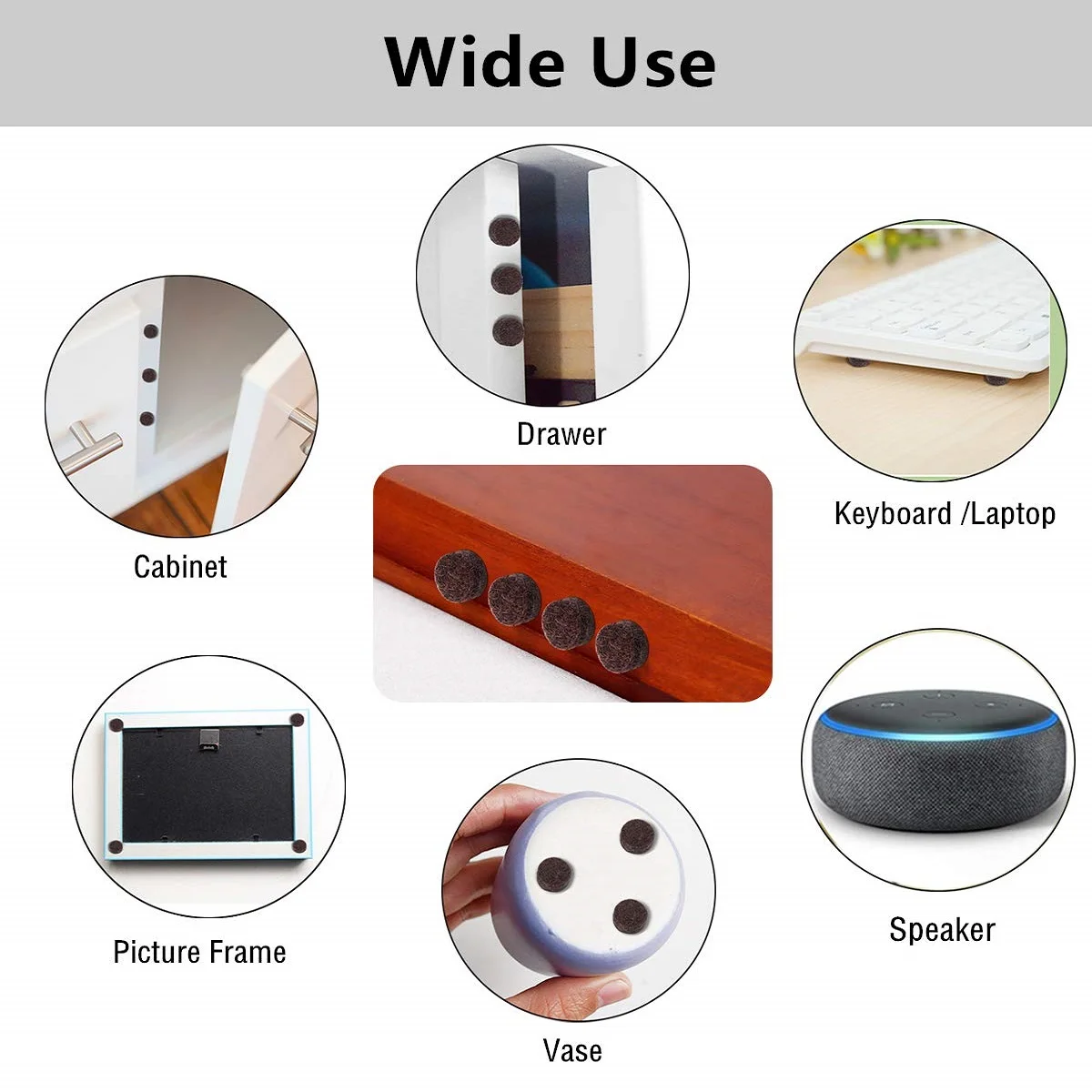 1 sheet 100pcs Self-Adhesive Felt Cabinet Door Bumpers Protects Cabinets from Damage Small Brown Pads 3/8" Diameter 5mm furniture pads door stops pads