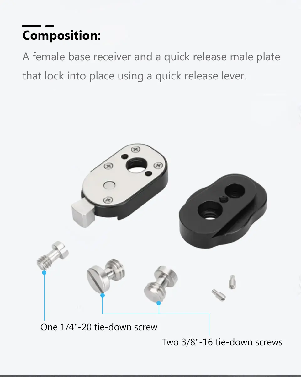 Mini Lock Quick Release System with 1/4" and 3/8" Thread Screw Mount Fr Tripod H