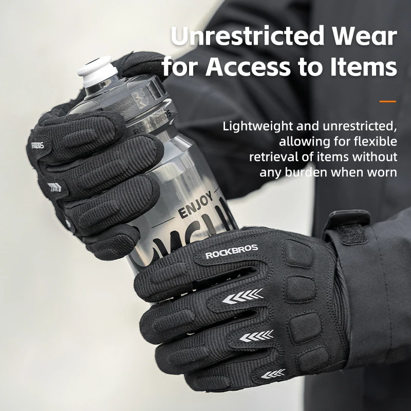 Full Finger Cycling Gloves Anti-slip Touch Screen Gloves Windproof Protective Mittens Men Motorcycle MTB Bicycle ROCKBROS
