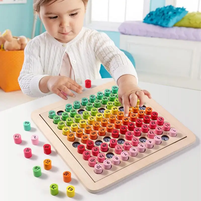 1Set Wooden Montessori Hundred Board Math 1 To 100 Consecutive Numbers Counting Toy Montessori Educational Wooden Toys For Child 2