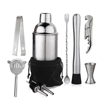 6/7/10pcs Stainless Steel Cocktail Shaker Bartending Tools Bartender Kit Martini Sharker Drink Mixer Set With Storage Bag 1
