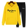 Women Two Piece Sets Tracksuit outfit Hooded Sweatshirts Pocket Drawstring Long Pants Suit Thick Casual Office Lady Autumn 3