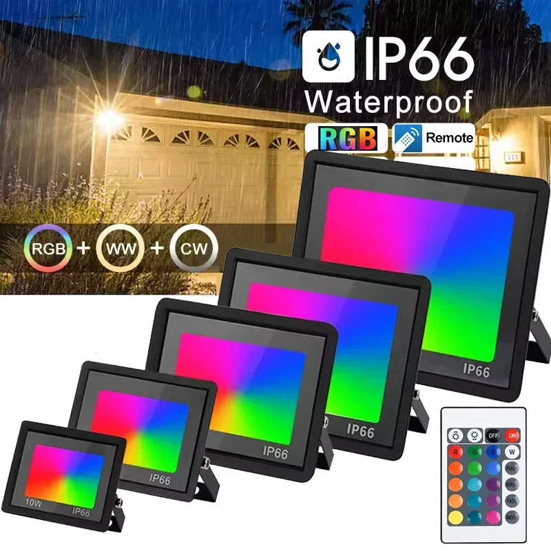 RGB LED Floodlight Reflector Outdoor Lighting AC220V 200W 150W 50W 100W ...
