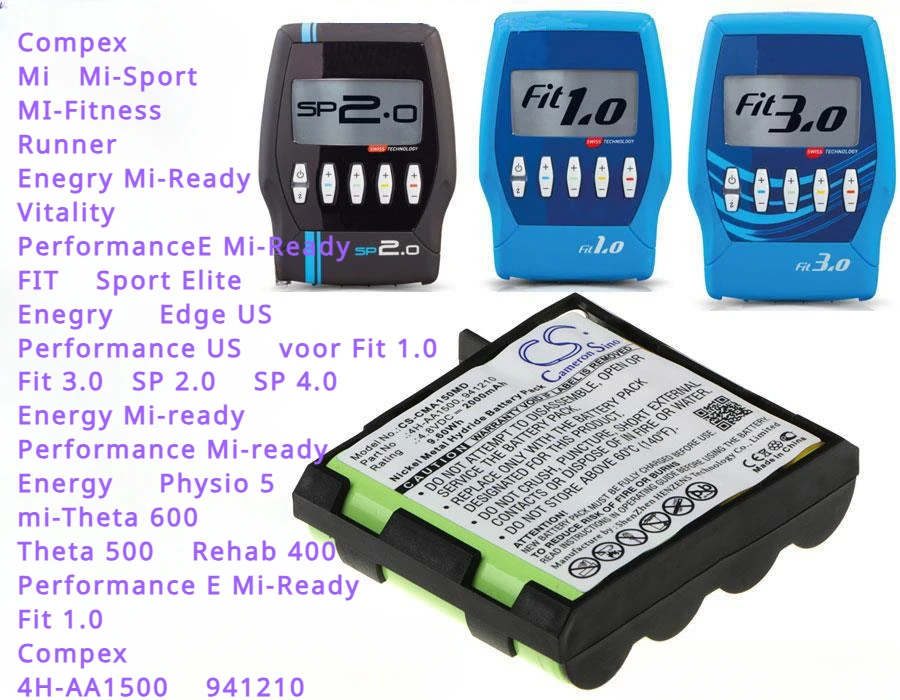 Batteria Per Compex Edge Us, Engry, Fit, Mi, Mi-Ready,Us,Runner,Sp 2.0, Sp 4.0, Sport Elite, Vitality, Voor Fit 1.0