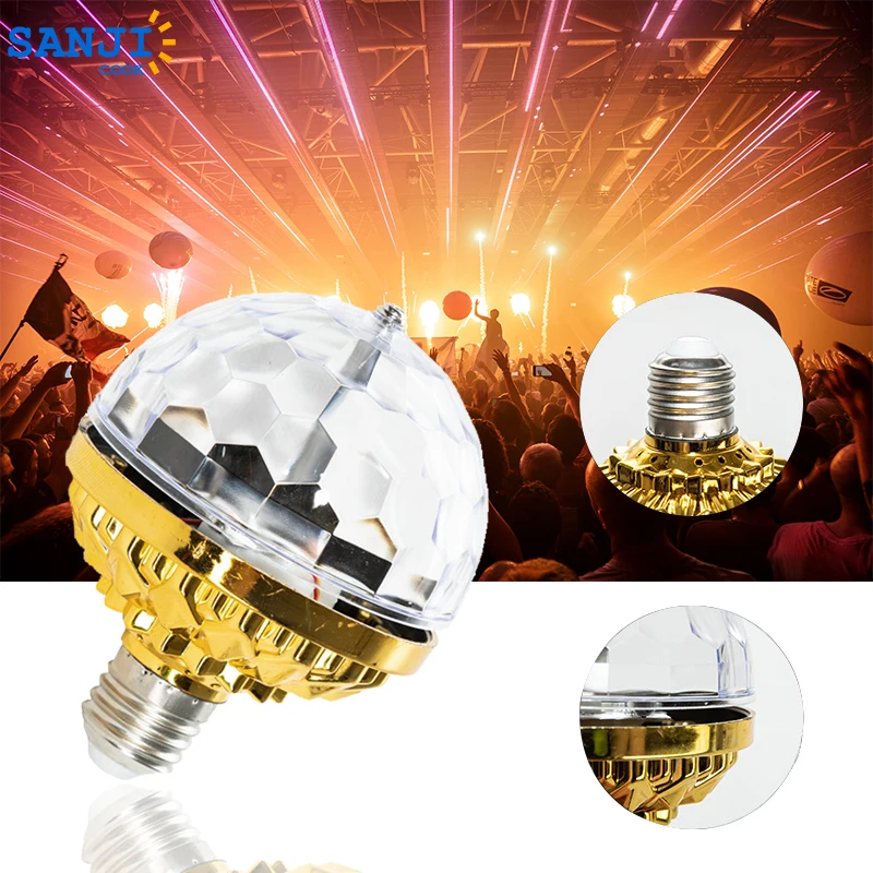 SanjiCook E27 RGB Disco Stage Rotating Light Colorful Magic Crystal Ball LED KTV Bar Wedding Christmas Day Party Atmosphere Lamp snowflake laser stage light christmas projector lights led rotating xmas pattern outdoor holiday party lighting atmosphere lamp