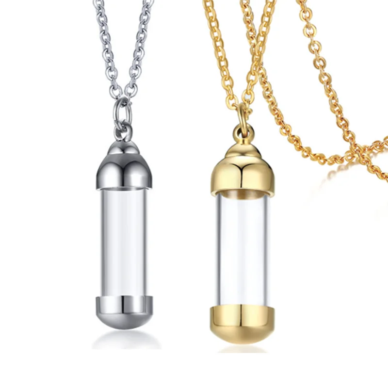 Urnen-Anhänger aus Edelstahl, Glas, Aschehalter, Gedenk-Anhänger, Halskette, Andenken, Schmuck mit Kette, 3 Farben