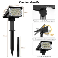 1/2/4PCS Lampe Solaire à Température de Lumière Réglable, Lampe de Jardin Solaire Extérieure IP65, Projecteur Solaire Super Lumineux 6