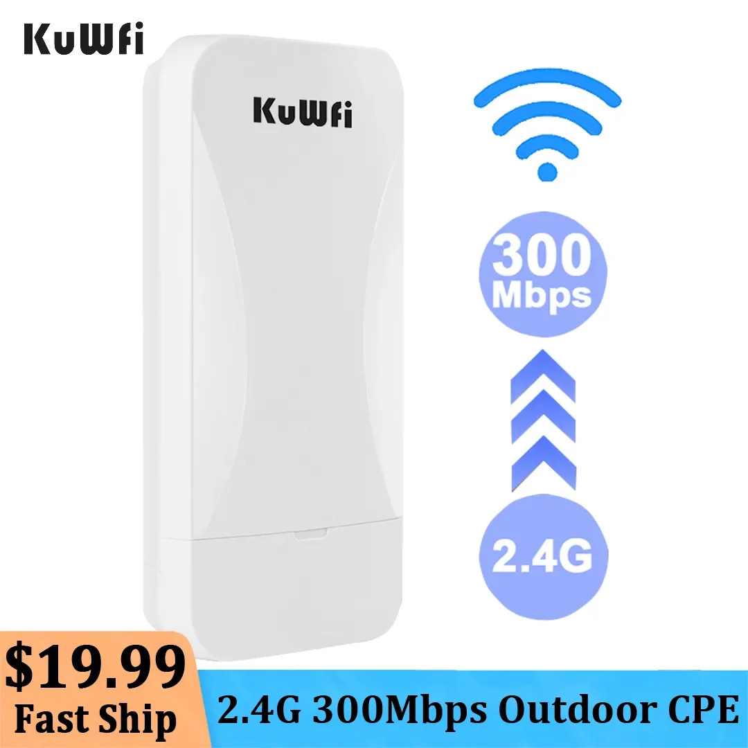 Kuwfi Ponte Wifi Exterior Extensor de Longo Alcance Kit Router Cpe ap Repetidor 1km 2.4g 300mbps