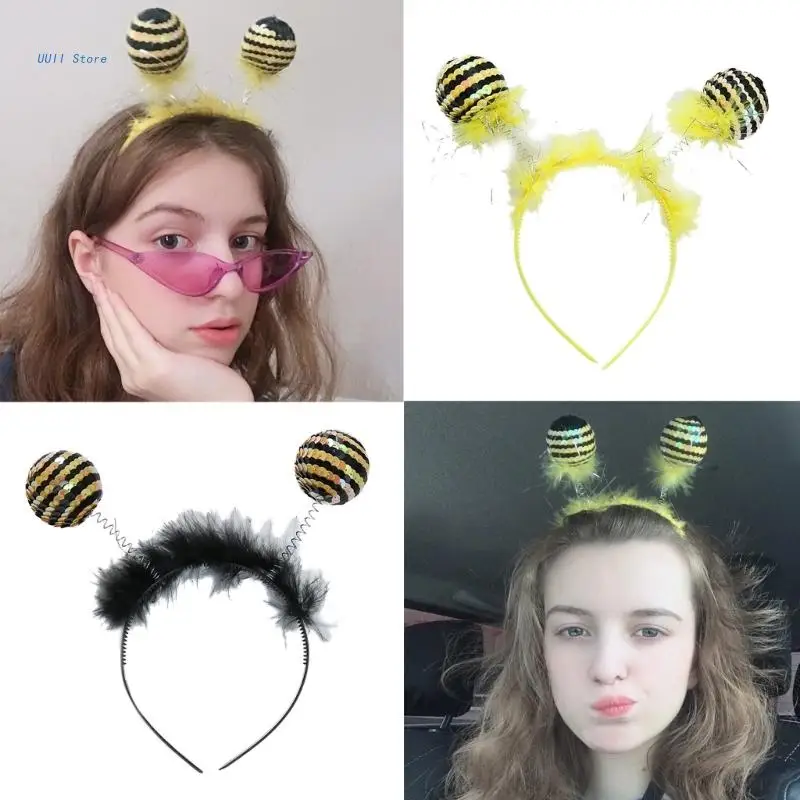 Animal Headbands for Costume Decorations Bee Antenna Feathers Hair Hoop