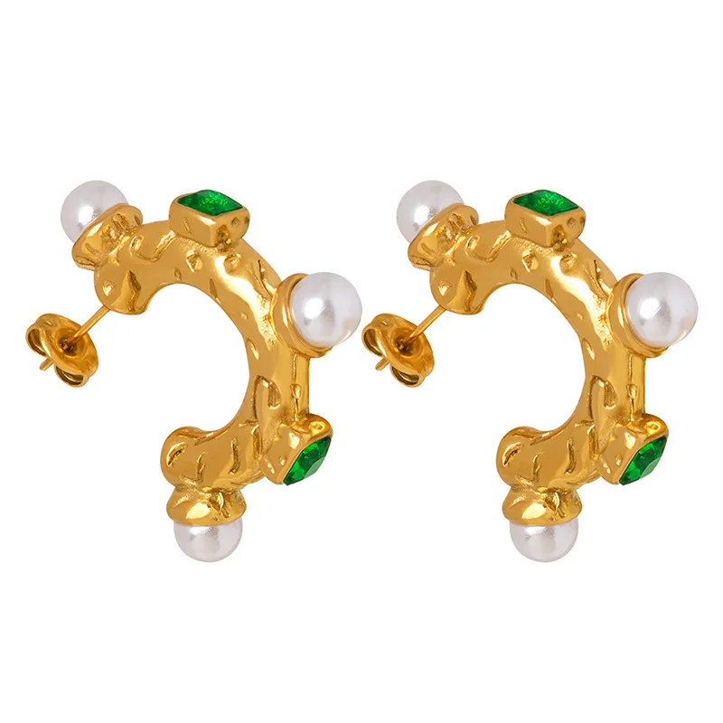 

Glass Stone Imitation Pearl Earrings Round Eardropfor Women 2023 Gift Fashion Jewelry
