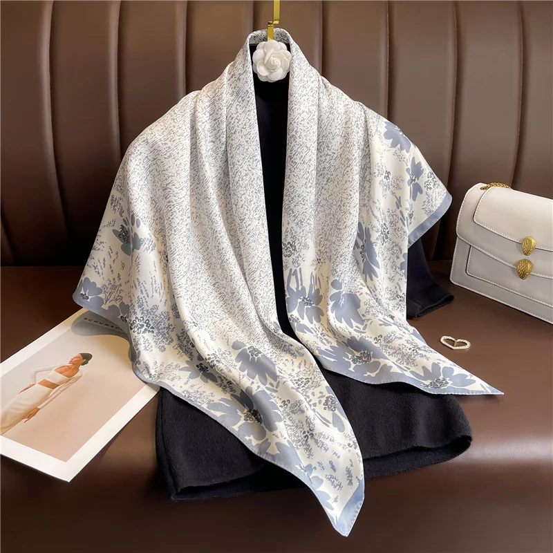 

Nejanhom New Fashion 35*35 inch Silk Feeling Scarf Medium Square Twill Head Scarf for Women Hijab Scarf for Women