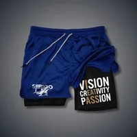 Men's Fitness Shorts With Double-Layer 2-In-1 Quick Drying Printed Fitness Outdoor Leisure Training Sports Shorts 2