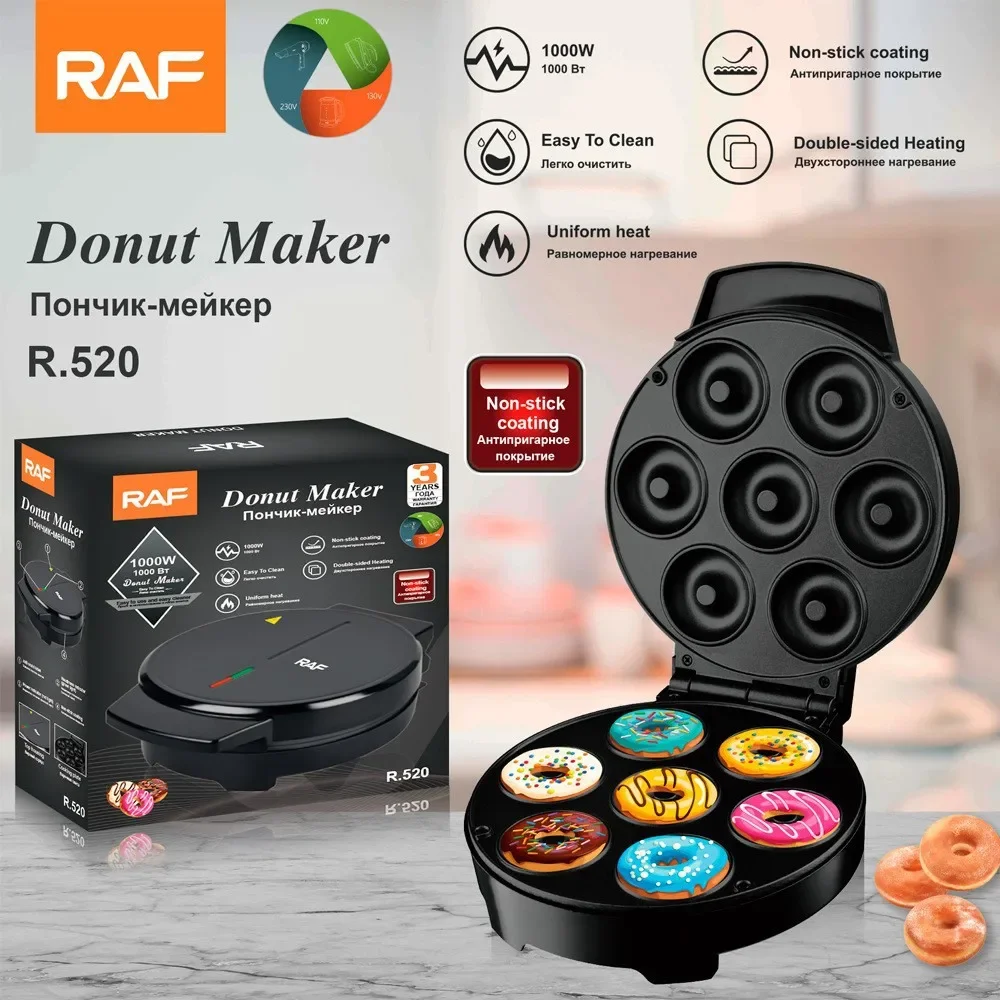 

1000W Mini Donut Maker Machine, Kid-Friendly, Breakfast or Snack, Desserts & More with Non-stick Surface, Makes 7 Doughnuts