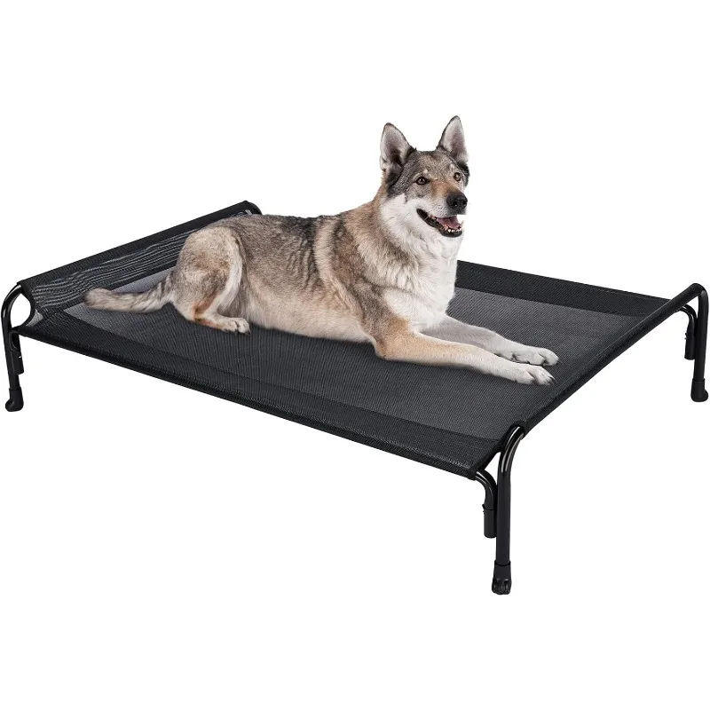 Elevated Dog Bed, Outdoor Raised Dog Cots Bed for Large Dogs, Cooling Camping Elevated Pet Bed with Slope