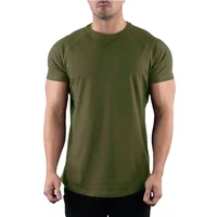 T-shirt de gymnastique en coton pour hommes, vêtements de Fitness d'été, col rond, manches courtes, coupe cintrée, musculation, entraînement 4
