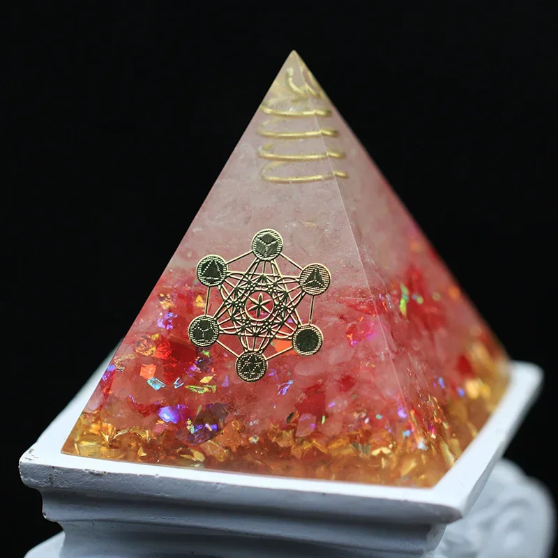 Natural Crystal Energy Pyramid Rose Quartz Orgonite Pyramid Healing Meditation Resin Crafts Customized Orgon Healing Pyramid natural rock quartz peridot copper wire orgone pyramid hexagram symbol energy generator for protection meditation yoga balancing