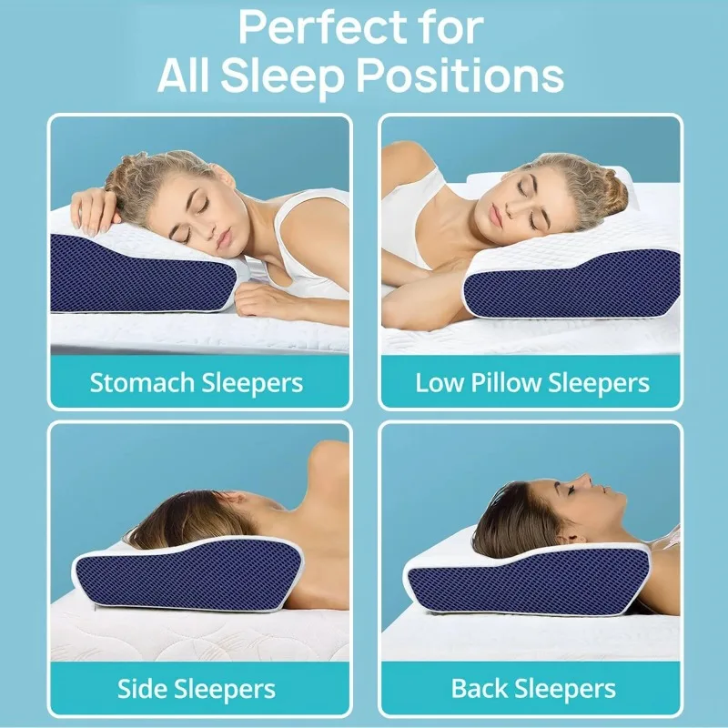 1pc Memory Foam Pillow, Sleeping Pillow For Side, Back And Stomach Sleepers, Neck Contoured Support Pillow Improves Sleep