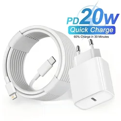High - Speed 20W USB - C Power Adapter with Fast Charging Capabilities - EU 2m Cable - Kit