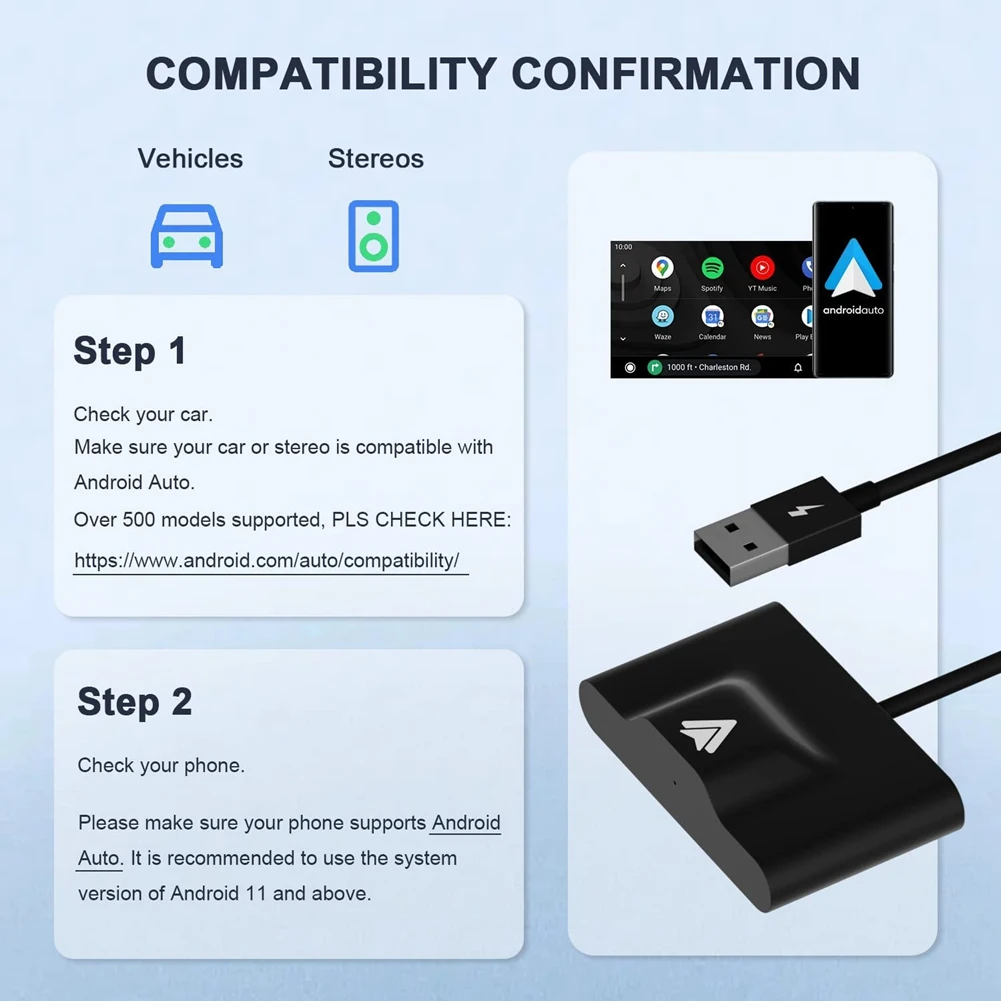 Android Auto Wireless Adapter for Wired Android Auto Car Plug