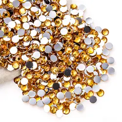 Vibrant Yellow Orange Resin Rhinestones - 2 - 5mm Flatback Glitter for Clothing and Nail Art Decoration (Gold Yellow)