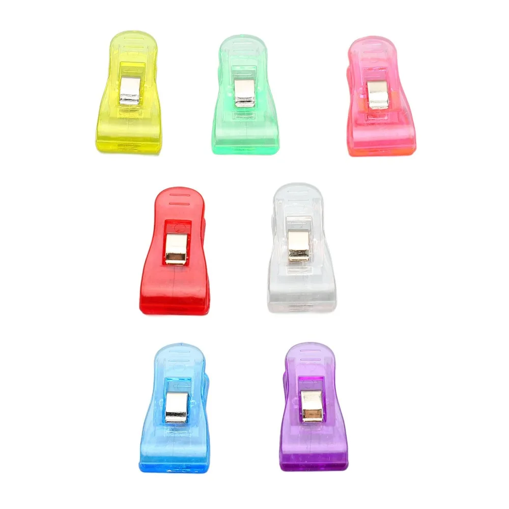 100 Pcs 플라스틱 플라스틱 클립 투명 다채로운 3.6*1.8cm 다채로운 투명 플라스틱 클립 휴대용 다목적