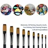 9pcs Flat Acrylic Paint Brushes, Synthetic Japanese Artist Bright Paint Brushes, For Acrylic Painting, Oil, Watercolor, Gouache 3