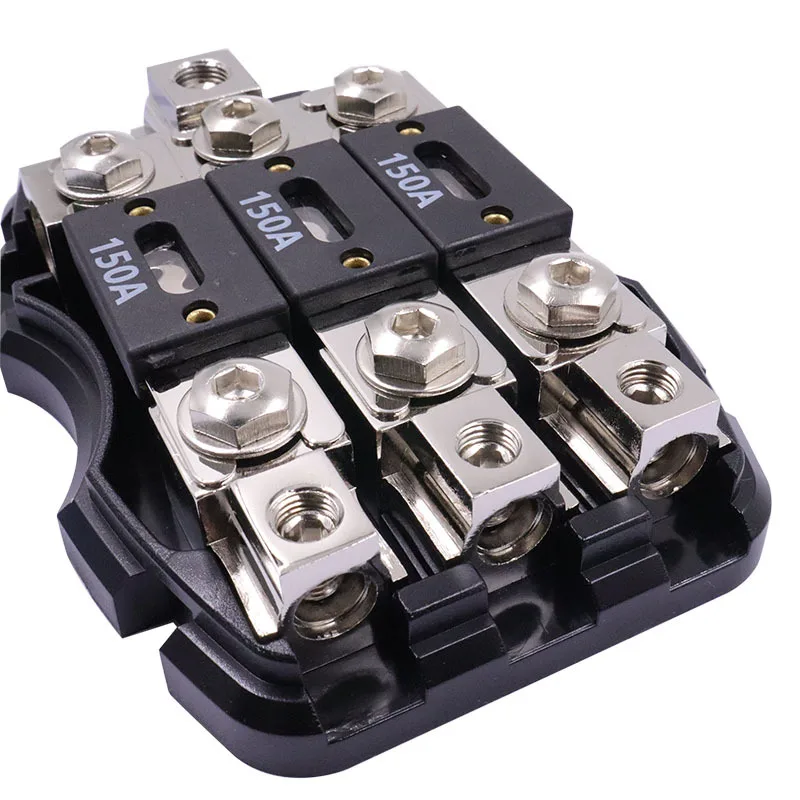 Car Fuses Kit Car Audio Fuse Holder Car Audio Modification Power Distribution Fuses Box Power Splitting 0 Ga In 4 Ga Out 3x150A Power Distribution Block Fuse Box