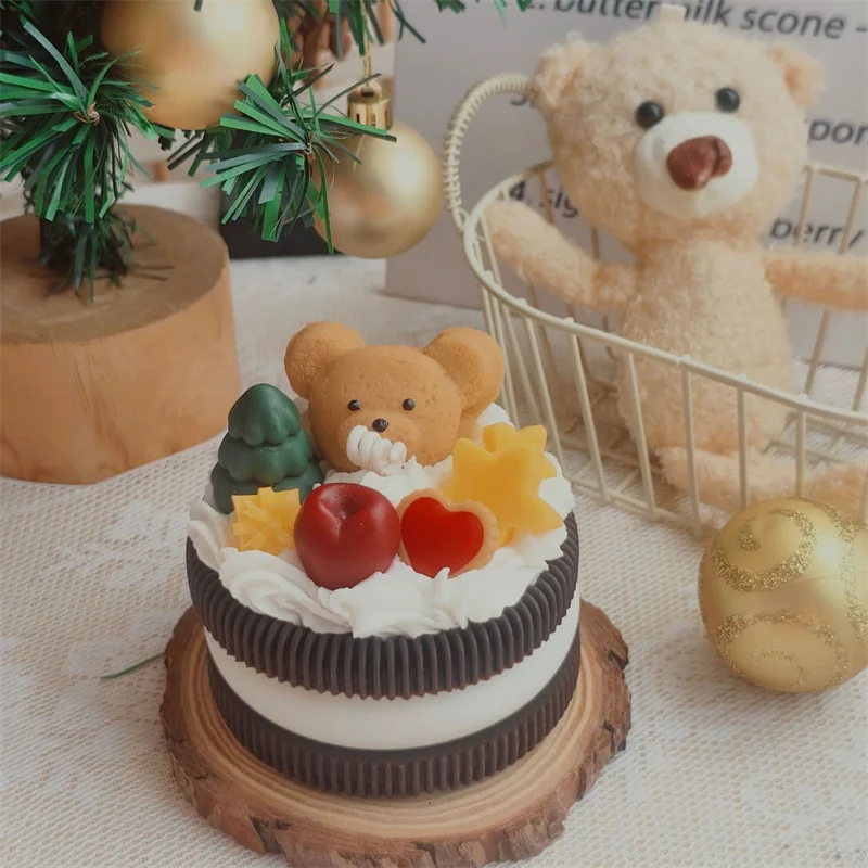 Christmas theme Candle Silicone Mold cute bear cookies shape Scented Candle Mold Christmas gifts