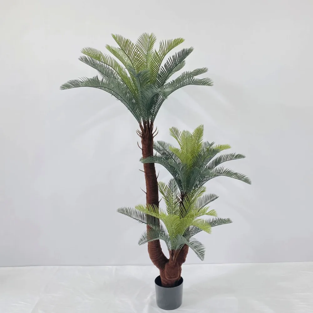 

Artificial Cycas Revoluta Tree Faux Sago Palm Bonsai Tropical Cycad Green Plant Plastic Coconut Tree Home Office Floor Potted