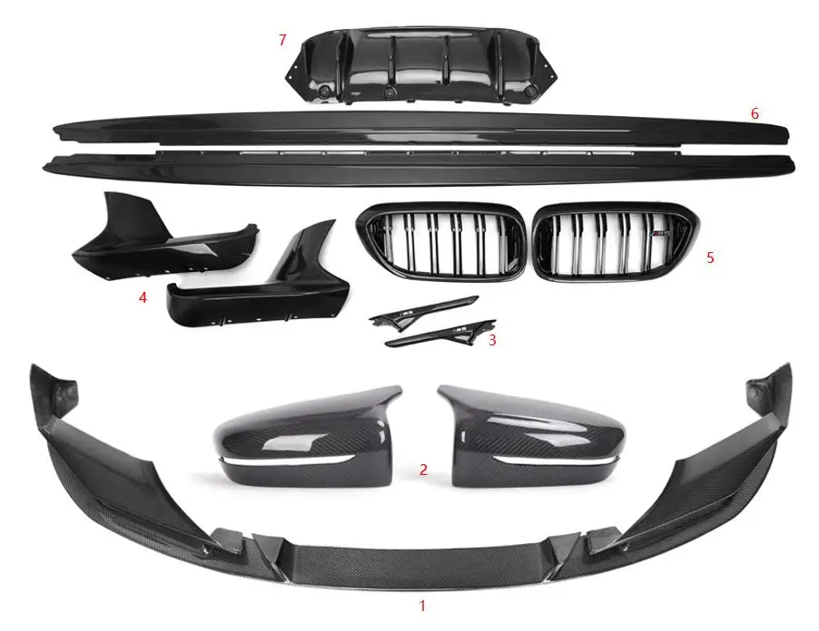 

Carbon Fiber Bumper Body kit For F90 M5 2018-2019 MP style Grill Front lip mirror cover splitter side skirt diffuser