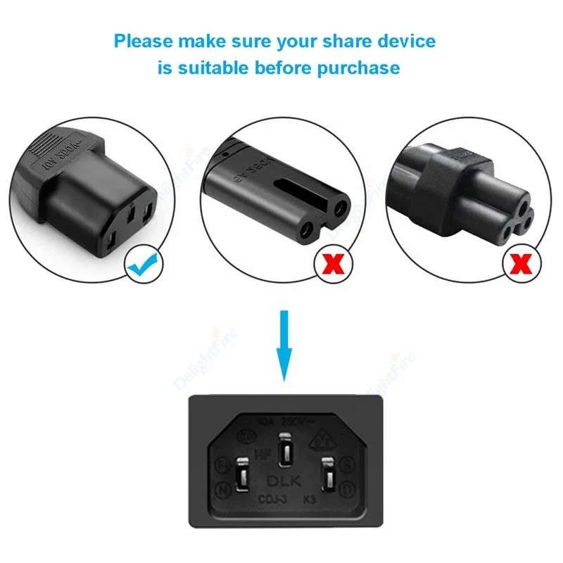 PC Power Cable 1.2/1.5/5/10m EU Schuko IEC C13 Power Supply Cord For Samsung Dell PC Computer Monitor Printer AC Adapter Project power extension cord
