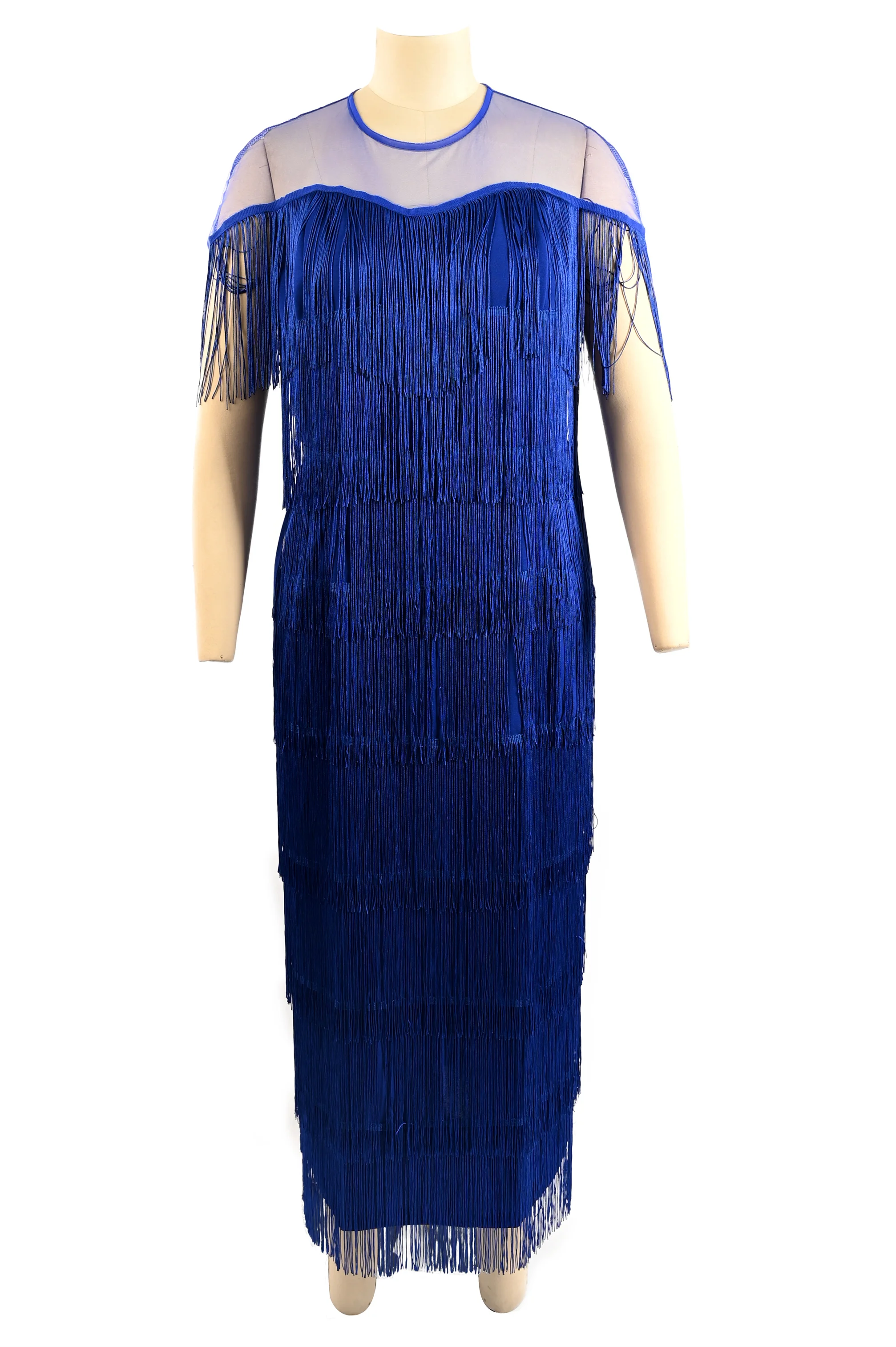 Plus Size Women Elegant Dresses For Party Tassel Fringed Dress Female Luxury Cloth Fashion Gowns 2023 Summer Evening Long Robe