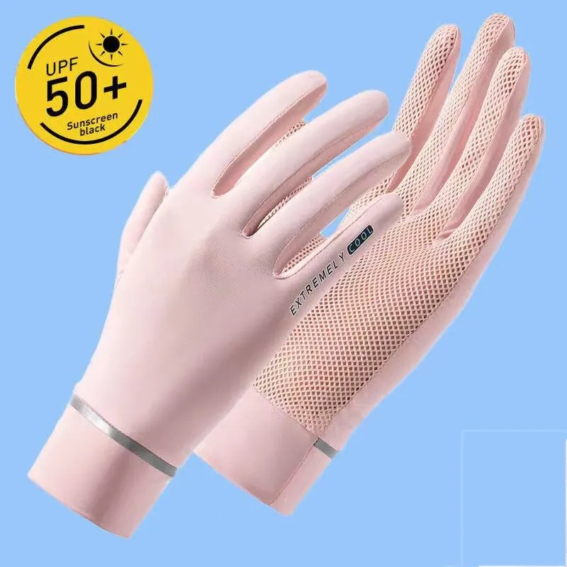 

Fashion Women Gloves Summer Ladies Anti-UV Sunscreen Ice Silk Thin Gloves Mesh Breathable Can Be Opened Fingertip Driving Gloves