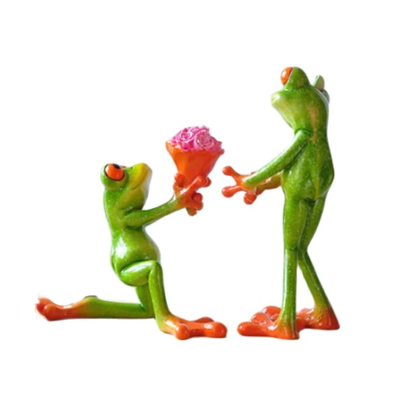 

Resin Animal Figurines for Wedding Decoration, Love Frog, Cute Couple Figurine, Kawaii Crafts, New Lay Flowers, 2017