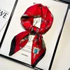 Red Small Square Scarf Women's Silk Scarf 70cm Letter Printed Scarf Square Shoulder Scarf Wholesale Headscarf Hair Accessories 1