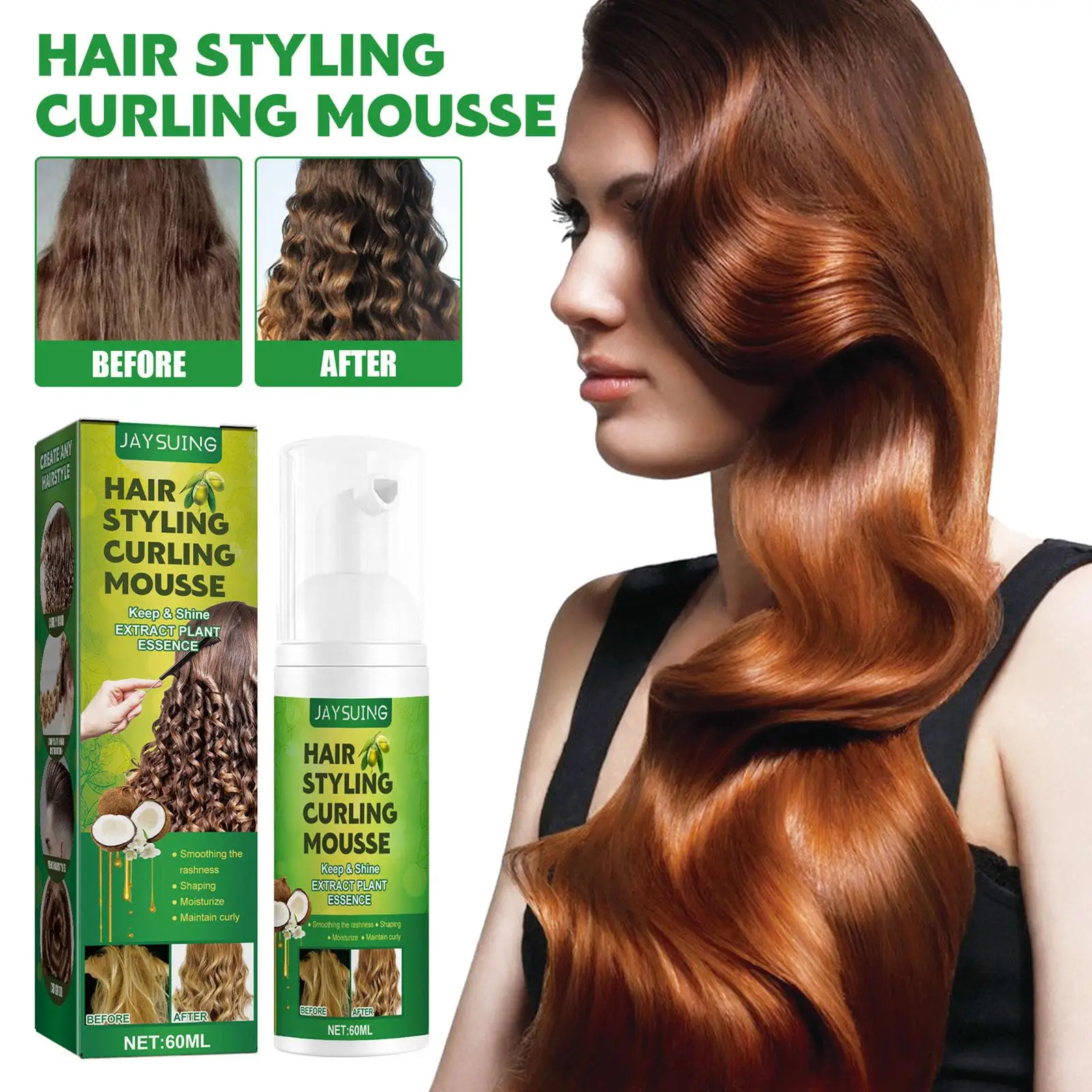 Hair Mousse Sculpting Curly Hair Elastic Serum Instant Care Drying Styling Moisturizing Frizz Natural Fluffy Control Volumi C5F7 curly hair mousse