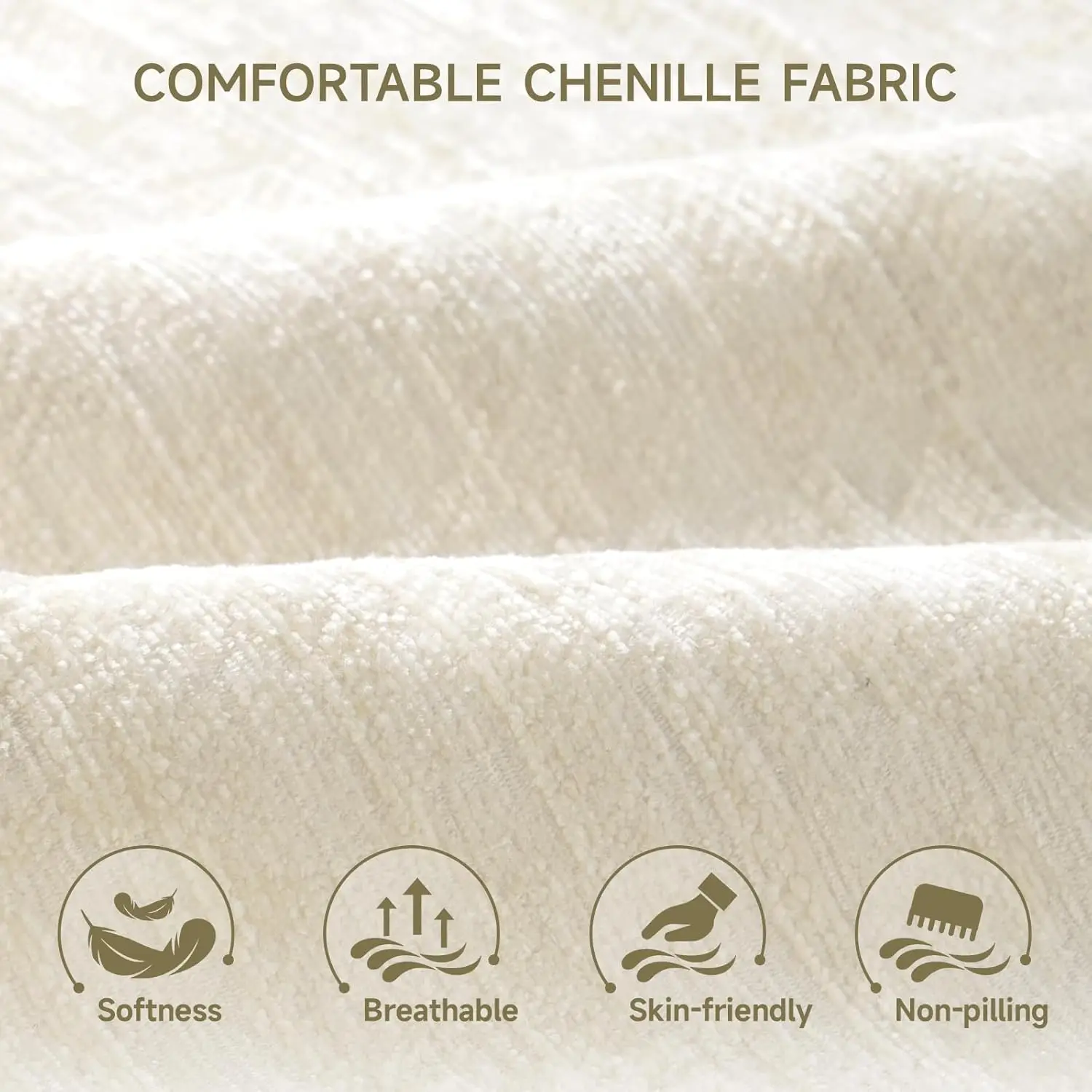 Detail view of chenille fabric texture on Kumo Japandi Reading Armchair