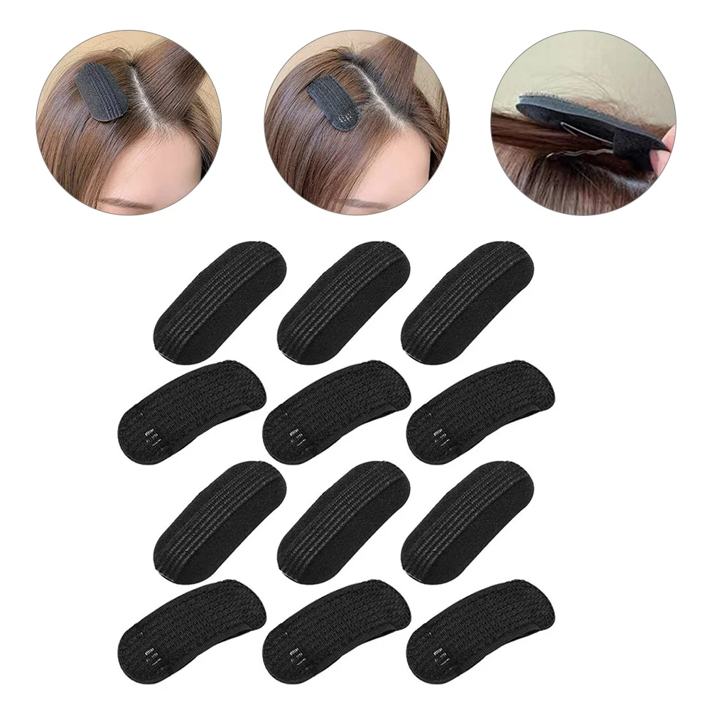 

12 Pcs Fluffy Hairpin Clip Black Sponge Bump Pads Grip Roots Invisible Clips Nylon Volume Increase Padding Snap Barrette up