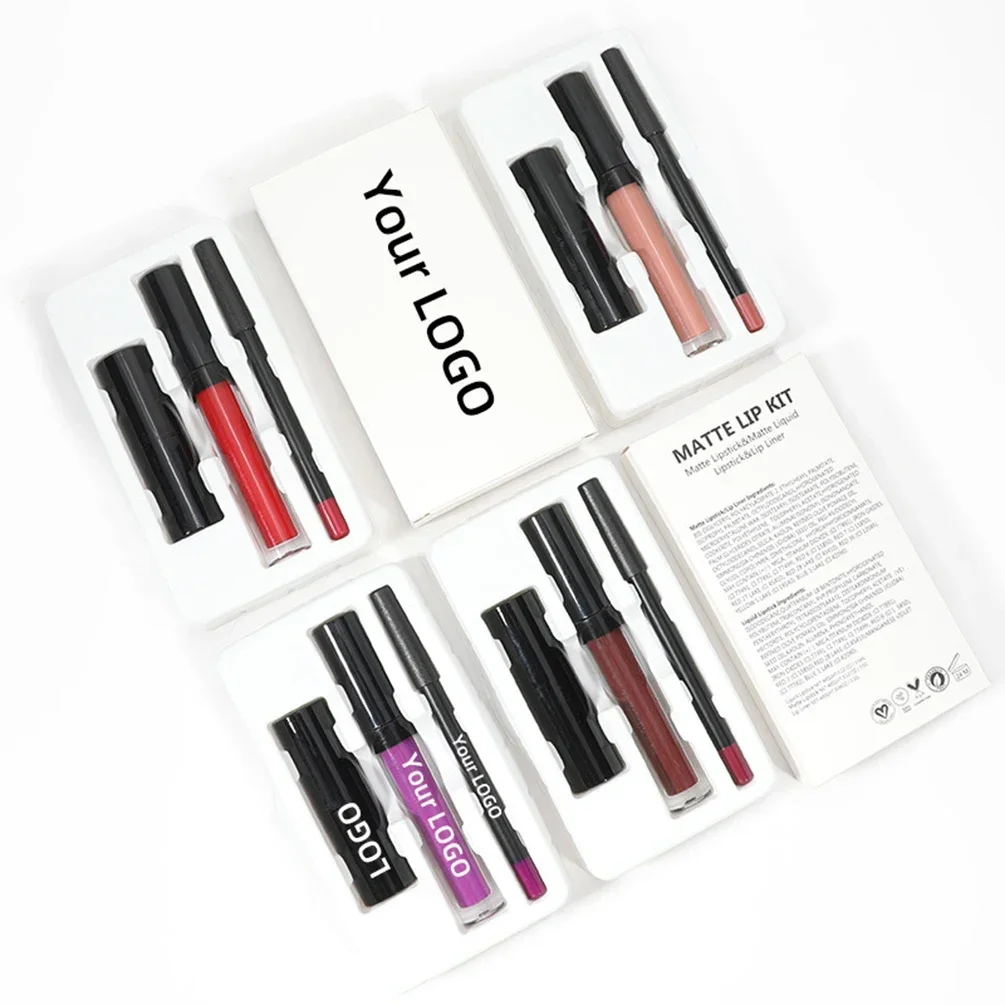 Private Label Lip Set Three-piece Lip Liner Matte Lipstick Lip Gloss Moisturizing Long-lasting High Pigment Lip Kit Wholesale 3