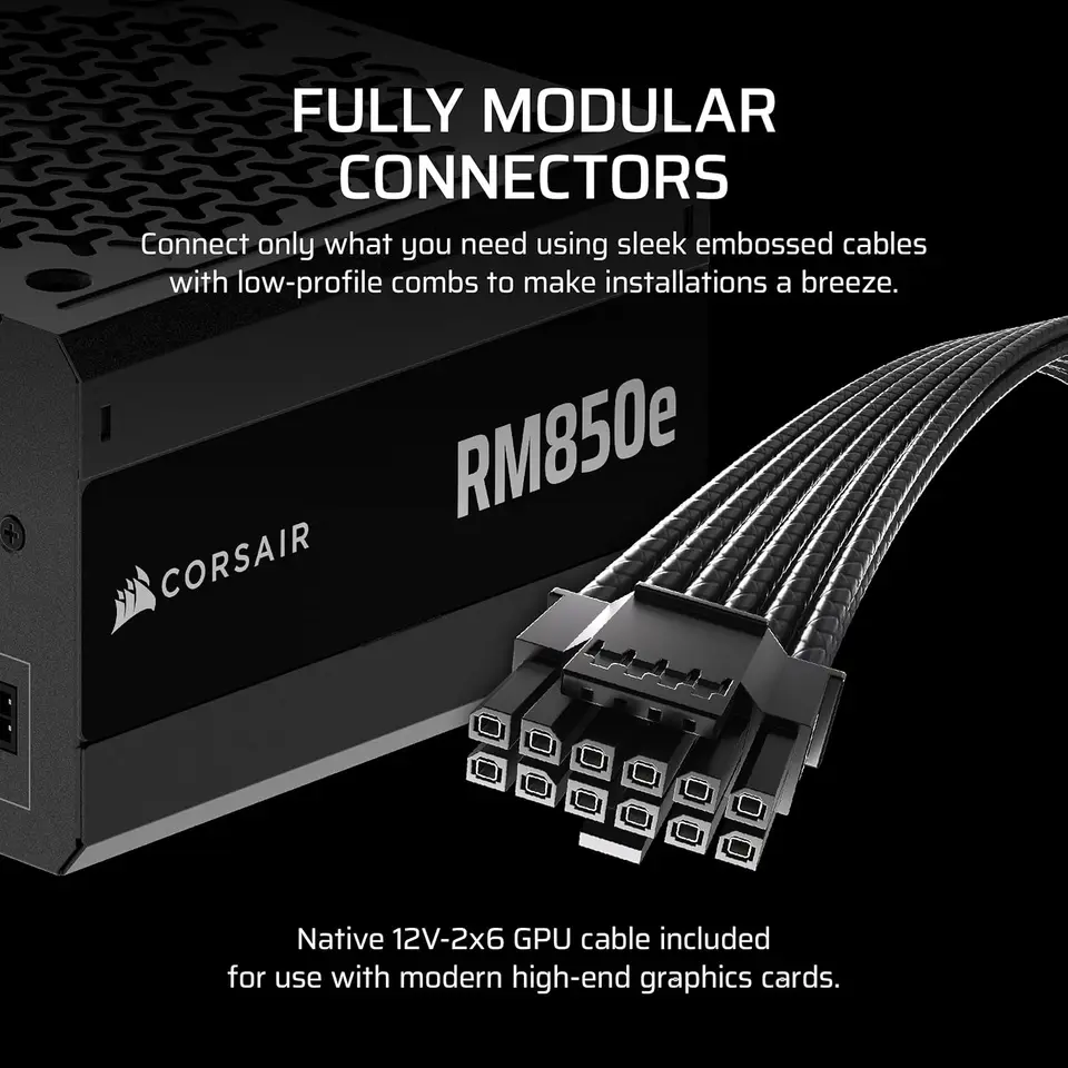 CORSAIR RM850e (2025) フルモジュラー低ノイズATX電源、12V-2x6