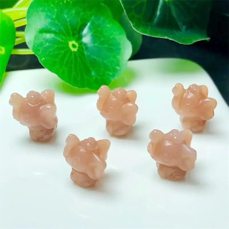 

5pcs Natural Sunstone Elephant Carving Crystal Mini Animal Crafts Energy Gemstone Healing Jewelry Children Toy Gift