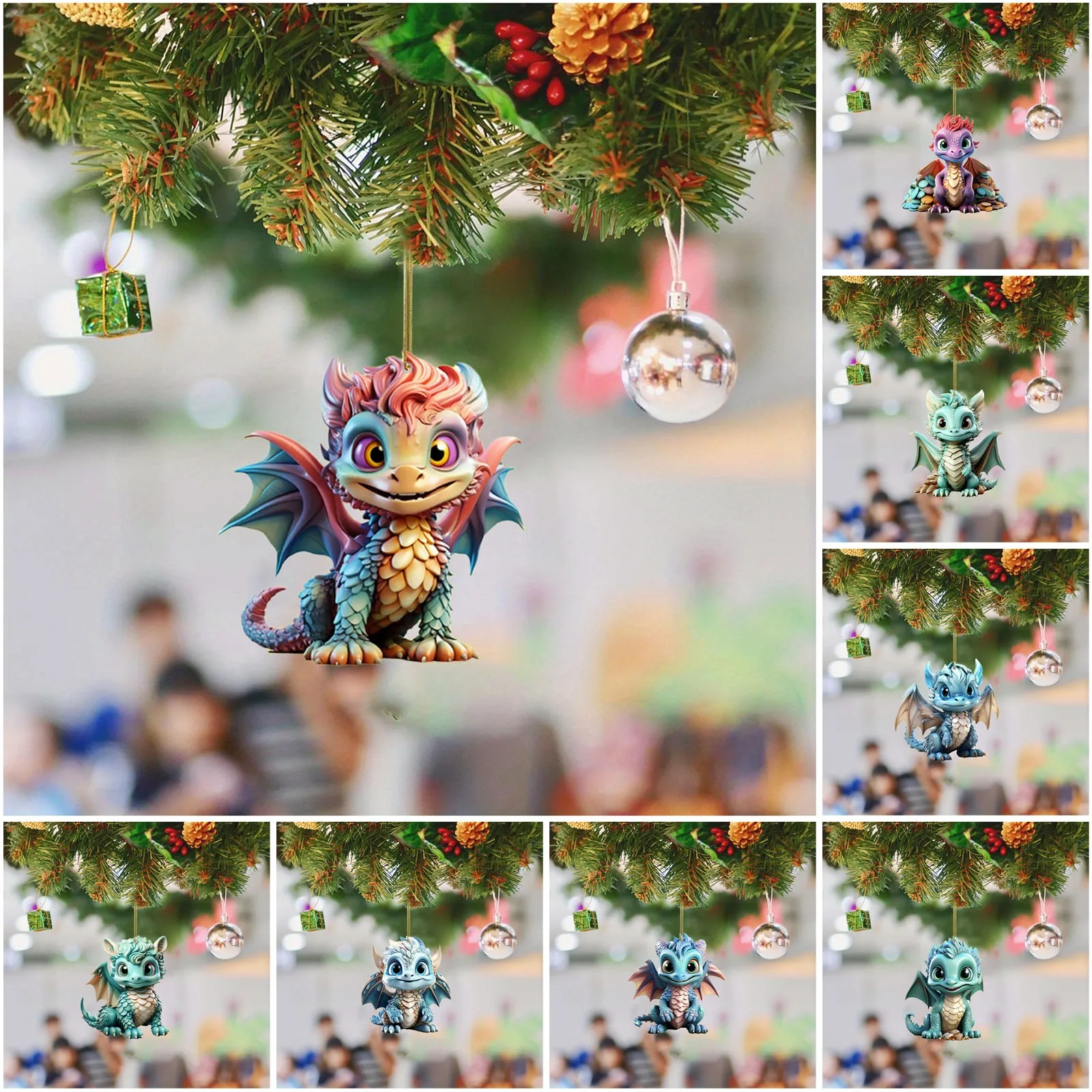 

Flat Adorable Flying Dragon Baby Christmas Ornament Unique Shape And Charming Design Festive Atmosphere Christmas Tree Pendant