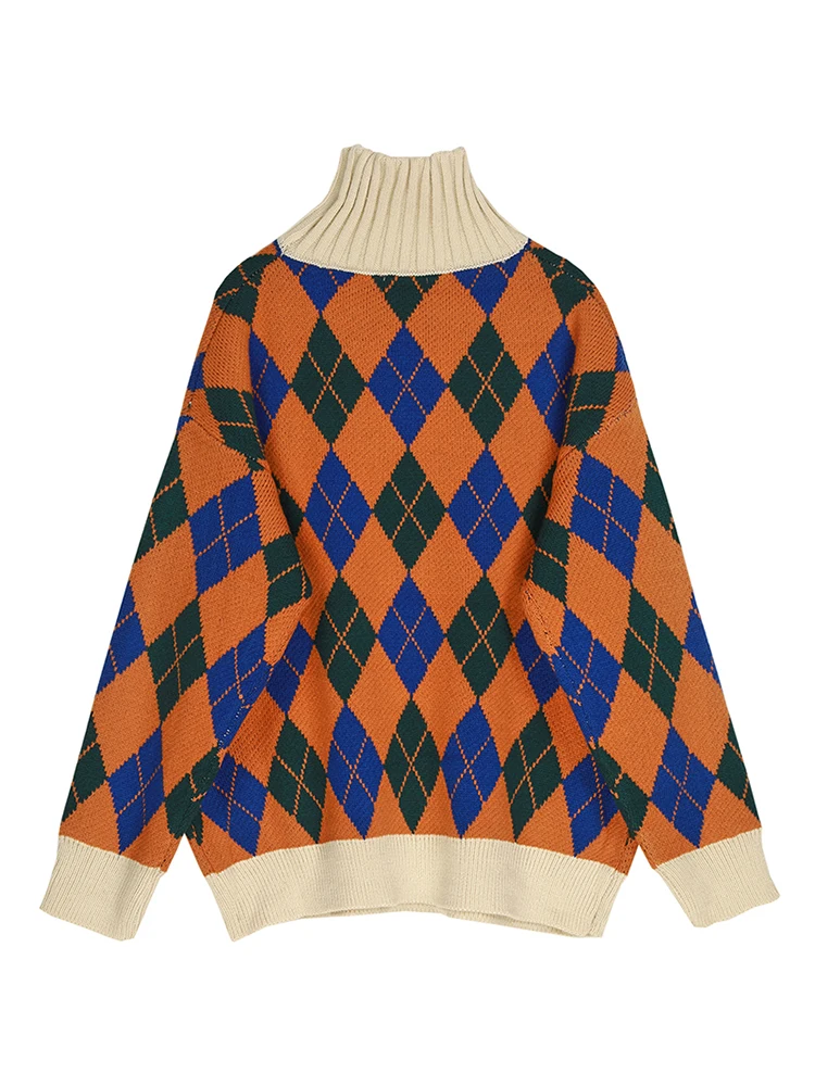 

2022 Turtleneck Women Halloween Sweaters Autumn Winter Tops Loose Chic Pullover Knitted Thick Sweater Jumper Warm Printing