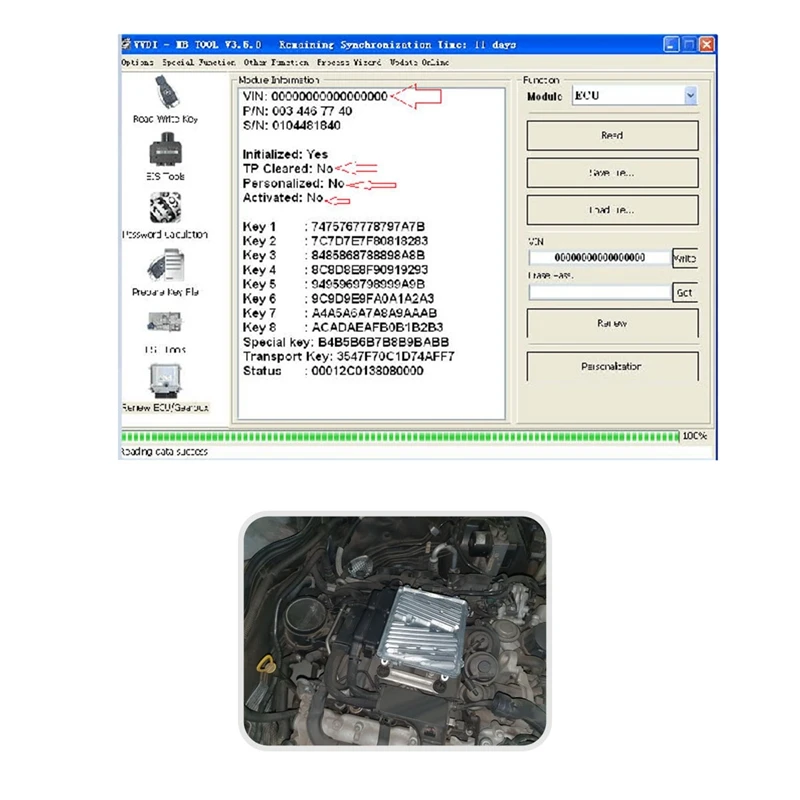 엔진 컴퓨터 프로그래밍, 메르세데스 벤츠 ME9.7 ECU Ecm 272 엔진 제어 장치 모듈 A2721536979 A2729002700