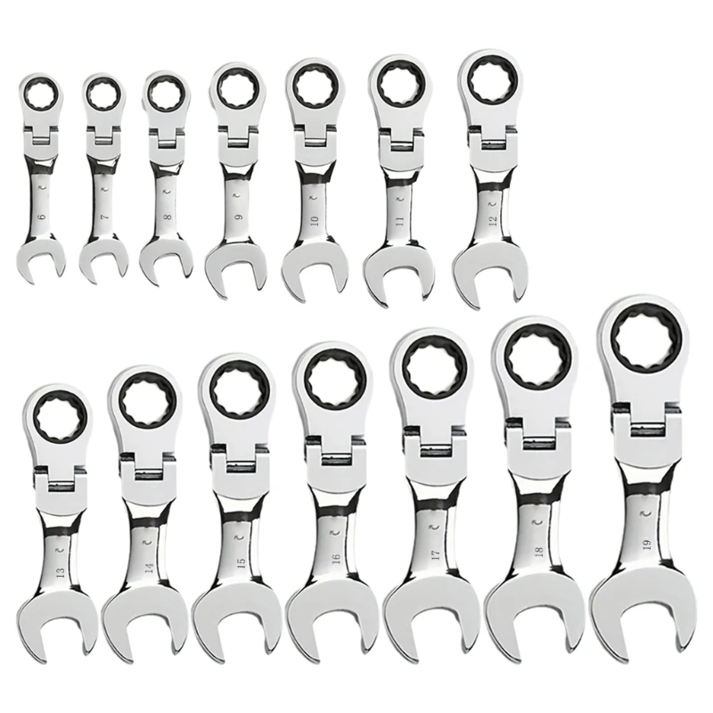 

Ratcheting Wrench Double End Flexible Head Replacement Tool 6-19mm Ranges