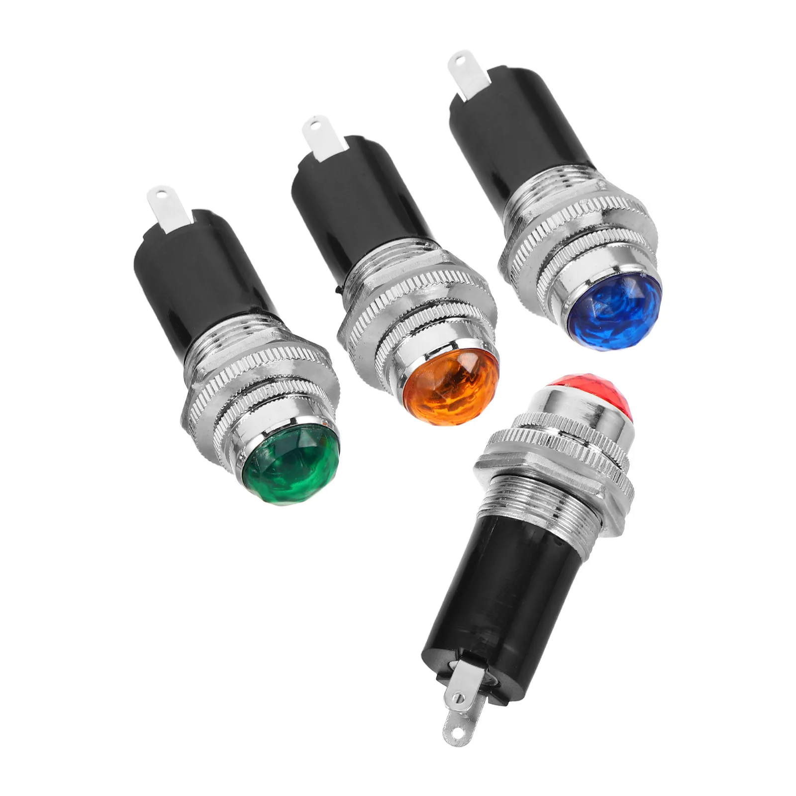 4Pcs 패널 마운트 LED 표시 등 금속 하우징 무대 오디오 장비 용 방수 신호 램프 6.3V 0.15a 빨간색 녹색 파란색
